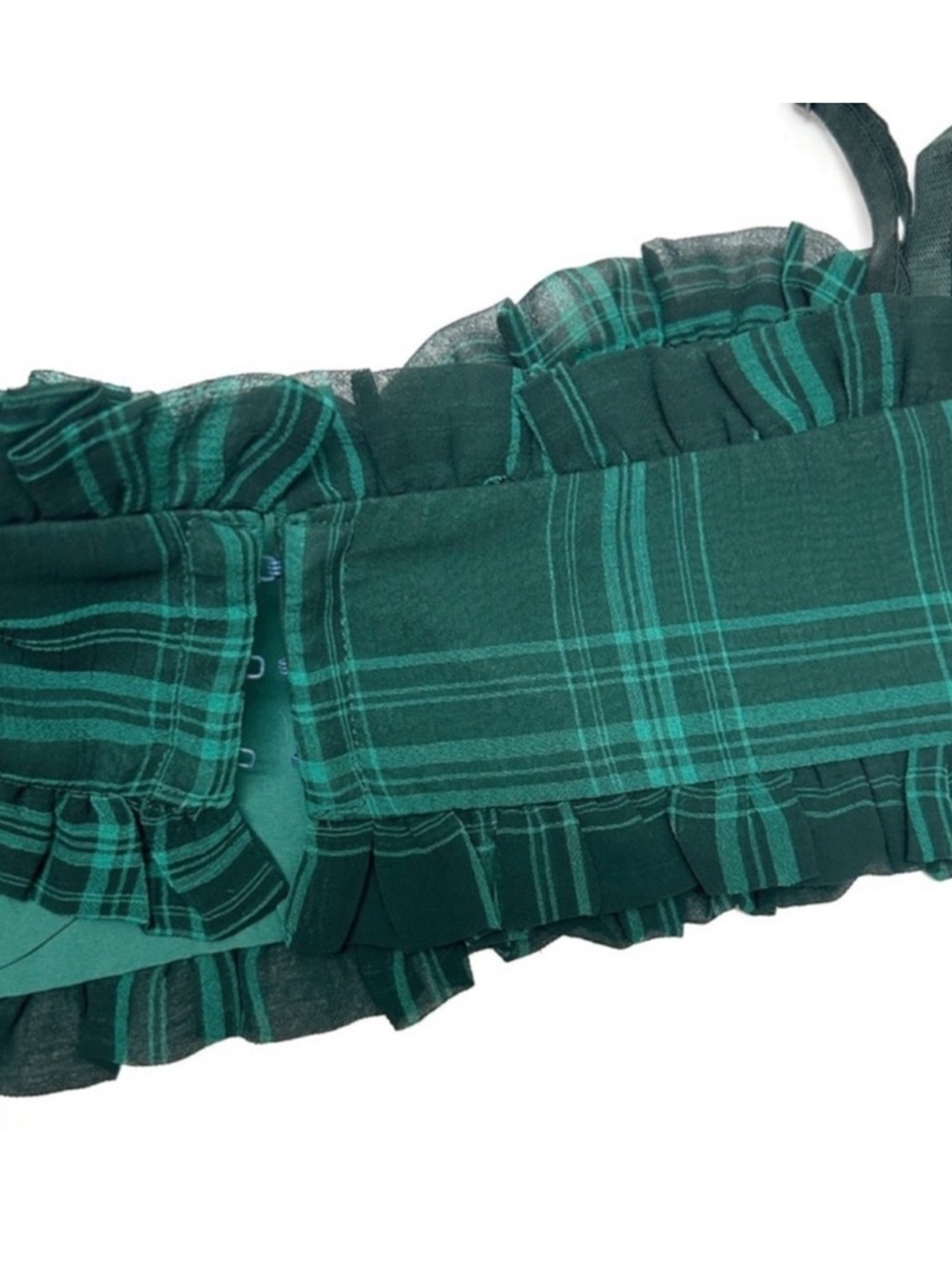 NWT Superdown Bralette Bustier Zelia Green Plaid Crop Top Bra Top Size Small NEW - Picture 5 of 10